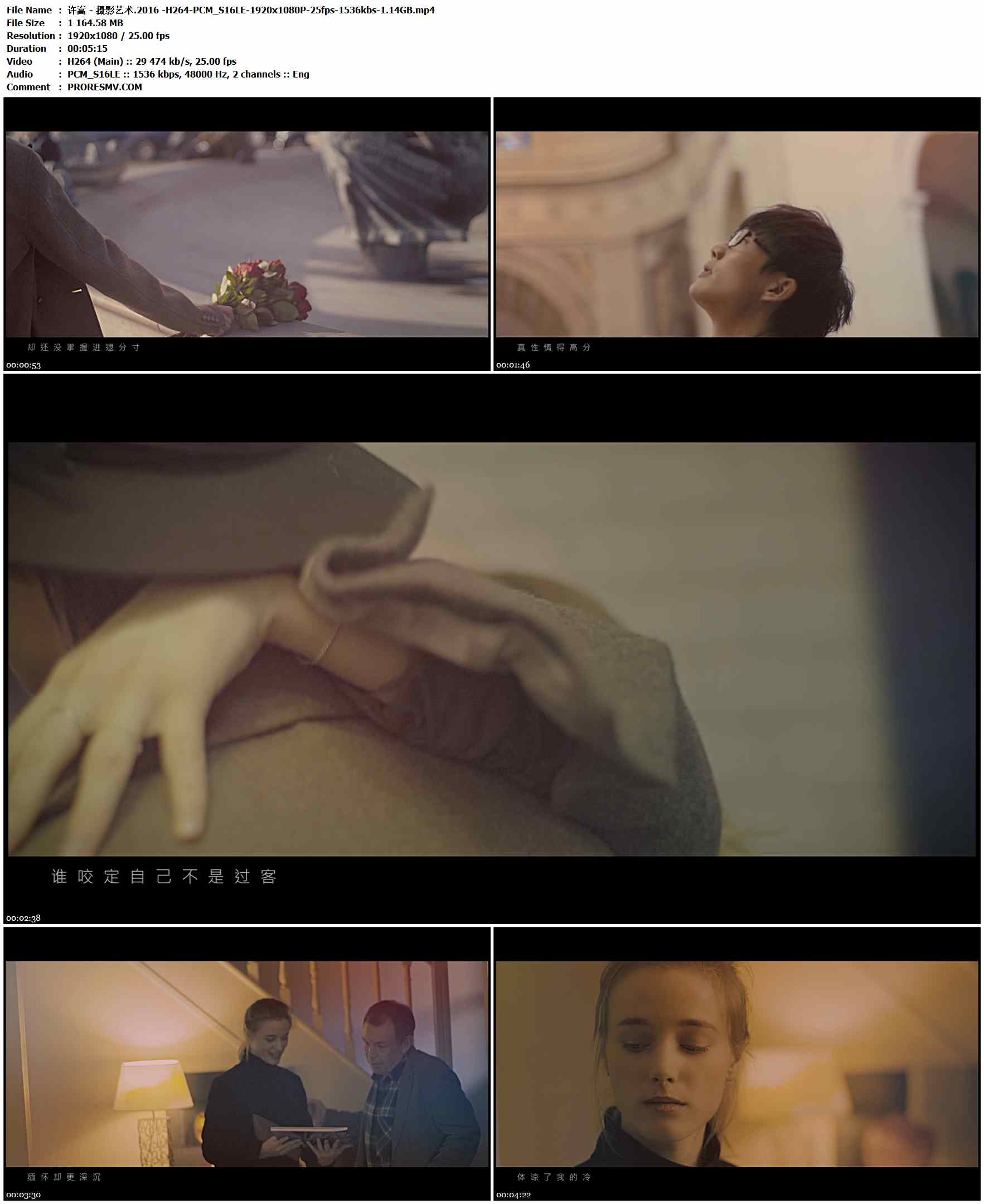 许嵩 - 摄影艺术.2016 -H264-PCM_S16LE-1920x1080P-25fps-1536kbs-1.14GB官方MV_高清MV